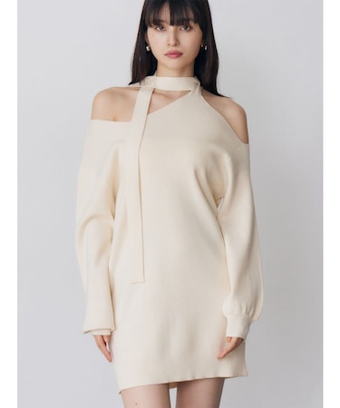 アシメショルダーミニワンピース