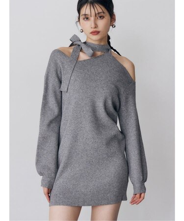 アシメショルダーミニワンピース