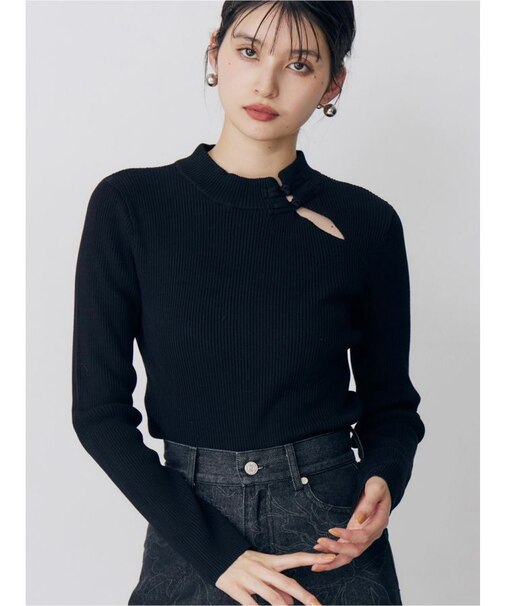 チャイナリブニット