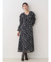 ダブルラッフルバイカラーパイピングワンピース