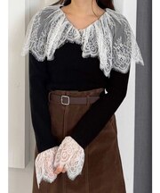 スカラレース襟ニット