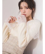 スカラレース襟ニット