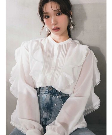 ポイントレースブラウス