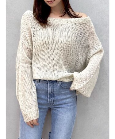 バックリボンスパンコールモヘアタッチニット