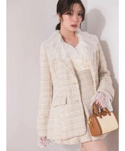 【セットアップ着用可】フィットアンドフレアツイードジャケット