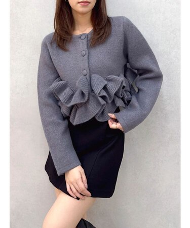 ヘムフリルニットジャケット