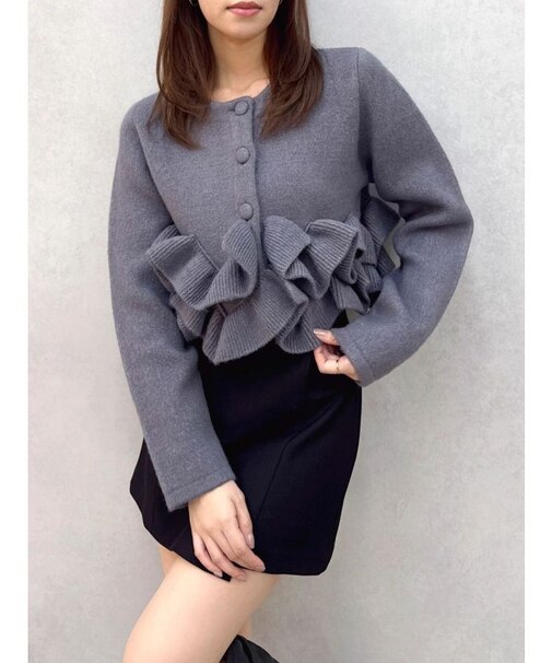 ヘムフリルニットジャケット