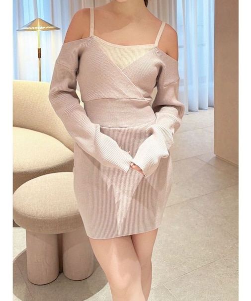 レイヤードニットワンピース