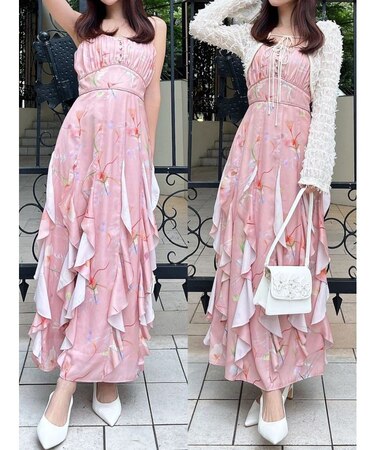 【memorif.】フラワーラッフルアンサンブルキャミワンピース