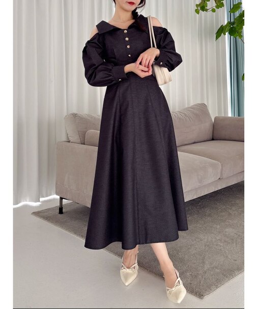 ショルダーリボンシェイプワンピース