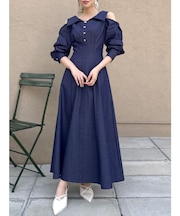 ショルダーリボンシェイプワンピース