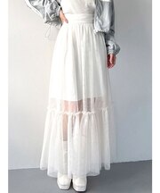 レイヤードチュールロングスカート