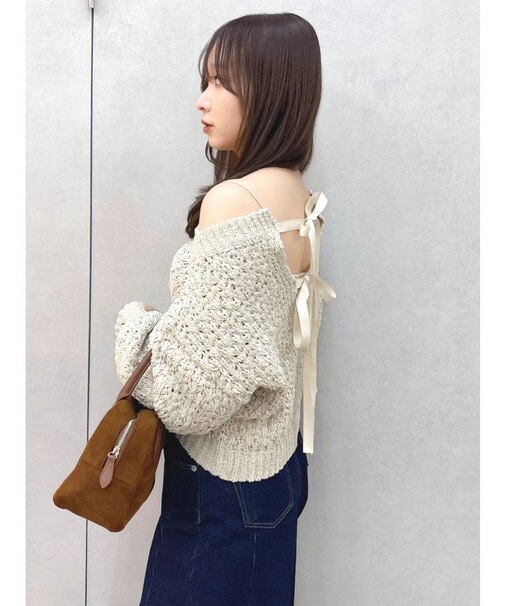 バックリボンリラクシーニット