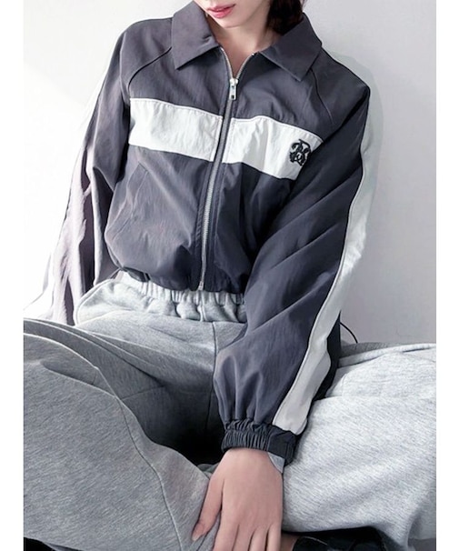 バイカラーパイピングブルゾン