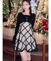 【追加生産分】ドッキングフレアミニニットワンピース