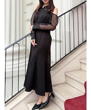 シアースリーブシャツマーメイドワンピース