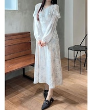 ラッフルカラーパターンワンピース