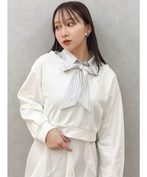 ボウタイシャツレイヤードスウェット
