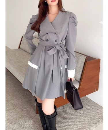 ビッグカラートレンチミニワンピース