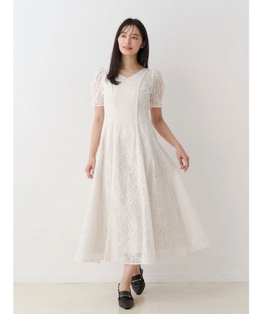レースパイピングロングワンピース
