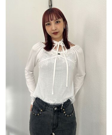 レースドッキングカットトップス