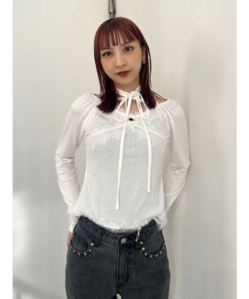 レースドッキングカットトップス