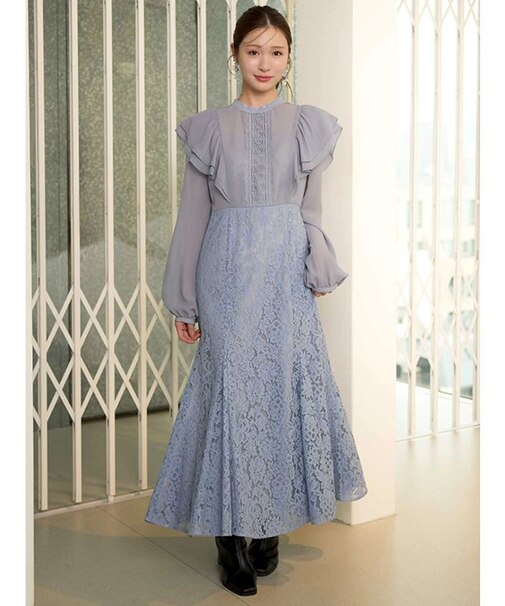 レース切替マーメイドワンピース