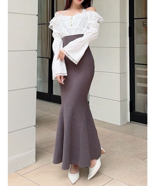 レースドッキングマーメイドニットワンピース