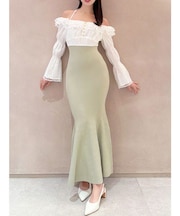 レースドッキングマーメイドニットワンピース