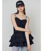 レースアップティアードミニワンピース