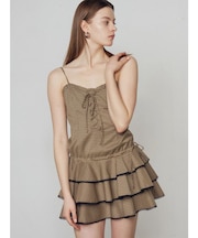 レースアップティアードミニワンピース