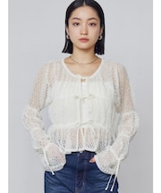 2WAYギャザーリボンニット