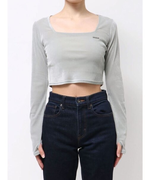 シアーベロアプレートクロップトップ