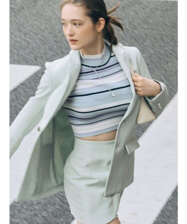 マルチボーダークロップドニット