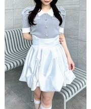 フロントボタンシャツカラーニットトップス