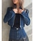 【TINY】フェイクレザードッキングデニムZIPショートジャケット