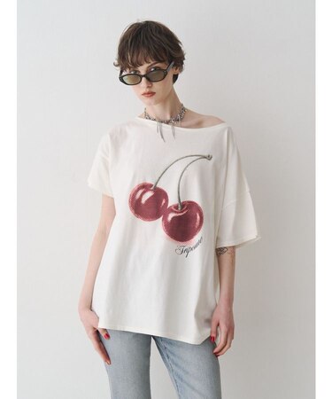 チェリーワンショルルーズTシャツ
