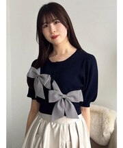 リボンディティールカーデトップス