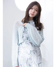 透かし編みラメ混ボレロカーディガン