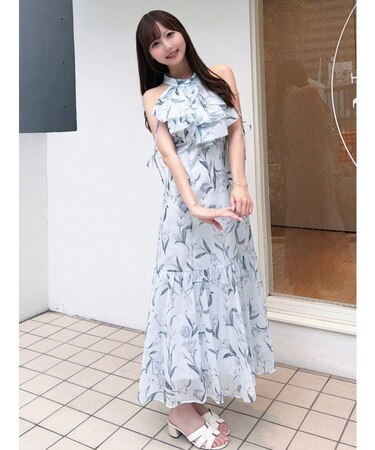 花柄アメスリラッフルワンピース