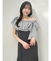 ショルダーリボンフリルカットワンピース