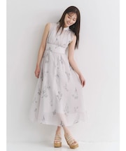 花柄バックレースアップワンピース