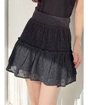 コットンレースフリルミニスカート