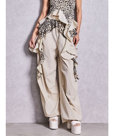 LEOPARDウエストDRAPE EDGEパンツ