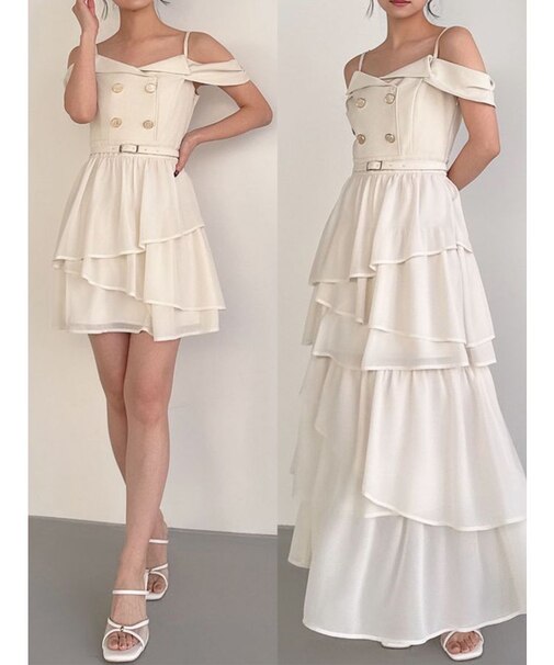 2WAYオフショルドッキングワンピース
