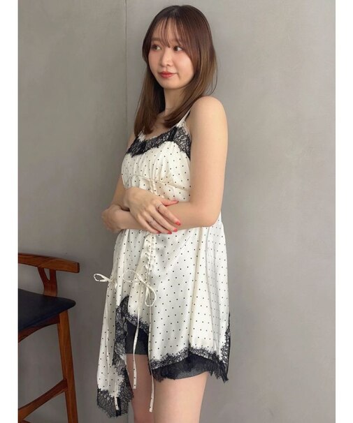 イレヘムギャザーサテンキャミソール