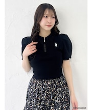 【mofusandコラボ】ジップコンパクトニットトップス