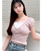 ゴールドボタンニットトップス