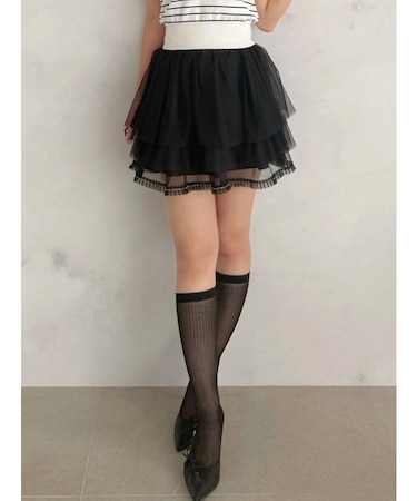 ティアードチュールミニスカパン