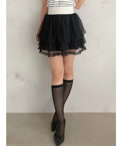 ティアードチュールミニスカパン
